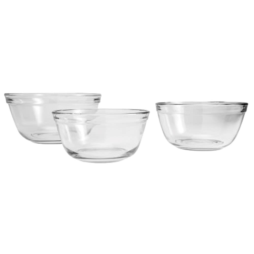 Anchor® 3 Piece Glass Mixing Bowl Set, 1/1.5/2.5 Quart, Clear